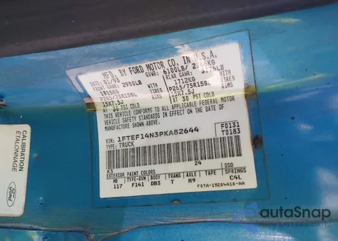 1993 Ford F150 from USA, damaged, VIN 1FTEF14N3PKA82644